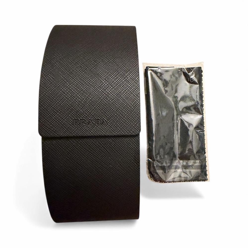 Prada Hard Shell Eye Sunglass Case Black Prada with Velvet Interior OS